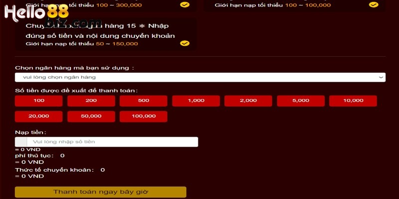 Nạp tiền vào quỹ thông qua tài khoản ngân hàng online