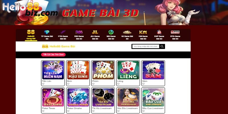 Top game bài đổi thưởng uy tín Hello88 với những tên đình đám